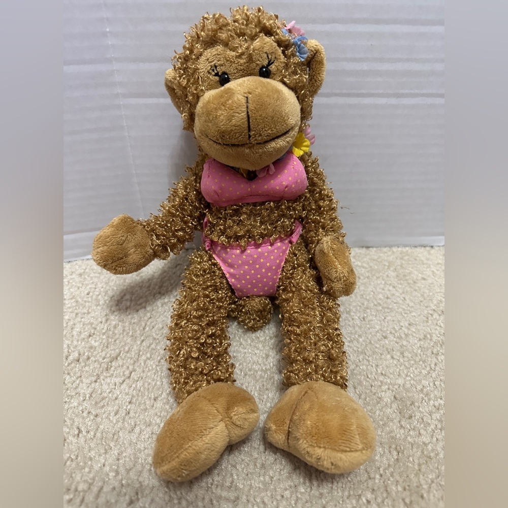 Burton + burton monkey plush 12” hawaiin luau bikini stuffed animal